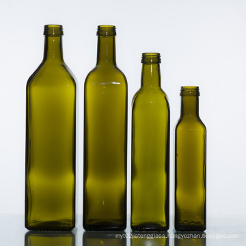 Empty High quality screw top 750ml dark green square olive oil glass bottle wholesale